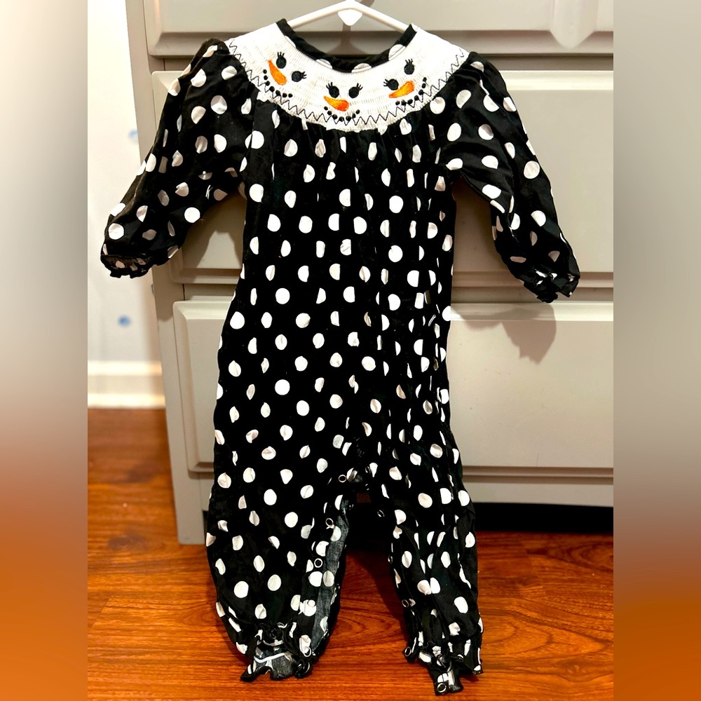 Smock Snowman Romper 18M